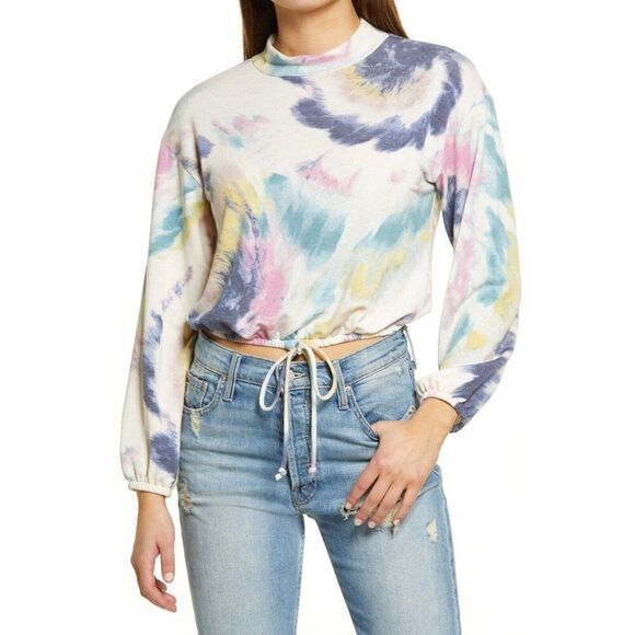 All in Favor Mock Neck, Tie-dye Crop Top, M - Picture 2 of 10